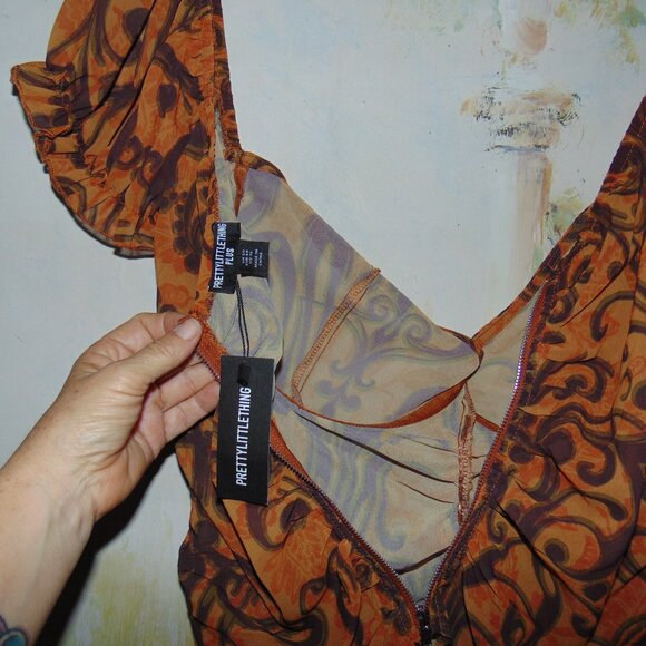 Pretty Little Things Corset Top Fleur De Lis 16 Coquette Boho Zip Back Cropped - Picture 5 of 6